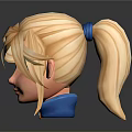 Game Movie Character 3D Model Featuring Blonde Hair Blue Eyes Blue Turtleneck And Circular Ornament