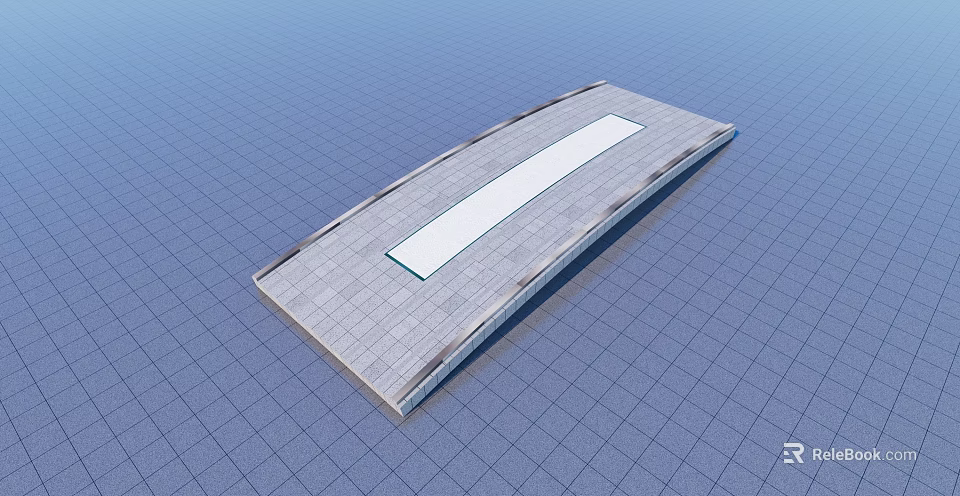 Sleek Modern Landscape Bridge Over Water Surface With Gray Deck And Central White Section 3d model 