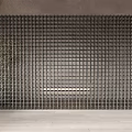 Modern Geometric Metal Grid Room Divider With Light Filtering And Green Plant In Interior