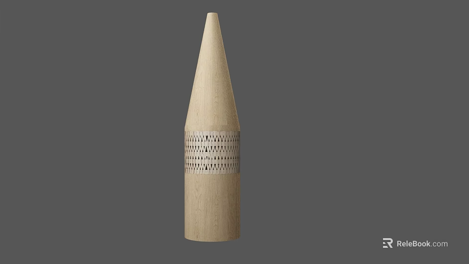 Minimalist Wooden Decorative Ornament Set With Conical Shape And Textured Decorative Band 3d model 