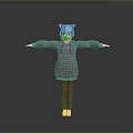 Young Woman With Cat Ears In Gray Hoodie Standing Arms Outstretched