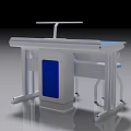 Modern Laboratory Interior With Blue Countertop Lab Bench And Two Stools 3d model