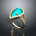 Gold Ring With Large Blue Gemstone And Small Diamond Decorations For Daily Life