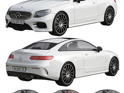 White Mercedes Benz Coupe Exterior Design With Front And Rear Views 3d model