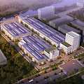 Industrial Factory Complex With Large Buildings Greenery Roads Office And Waterfront Surroundings