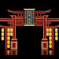 New Chinese style ancient building archway Guochao archway gate entrance 3d model