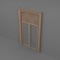 Amusement Park Equipment Entrance Gate With Brown Frame Glass Panels And Decorative Top