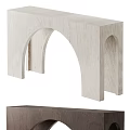 Modern Wooden Side Table With Curved Arch Design And Natural Wood Finish