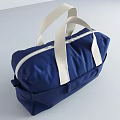 Stylish Blue Duffel Bag With White Handles Front Pocket And Minimalist Design