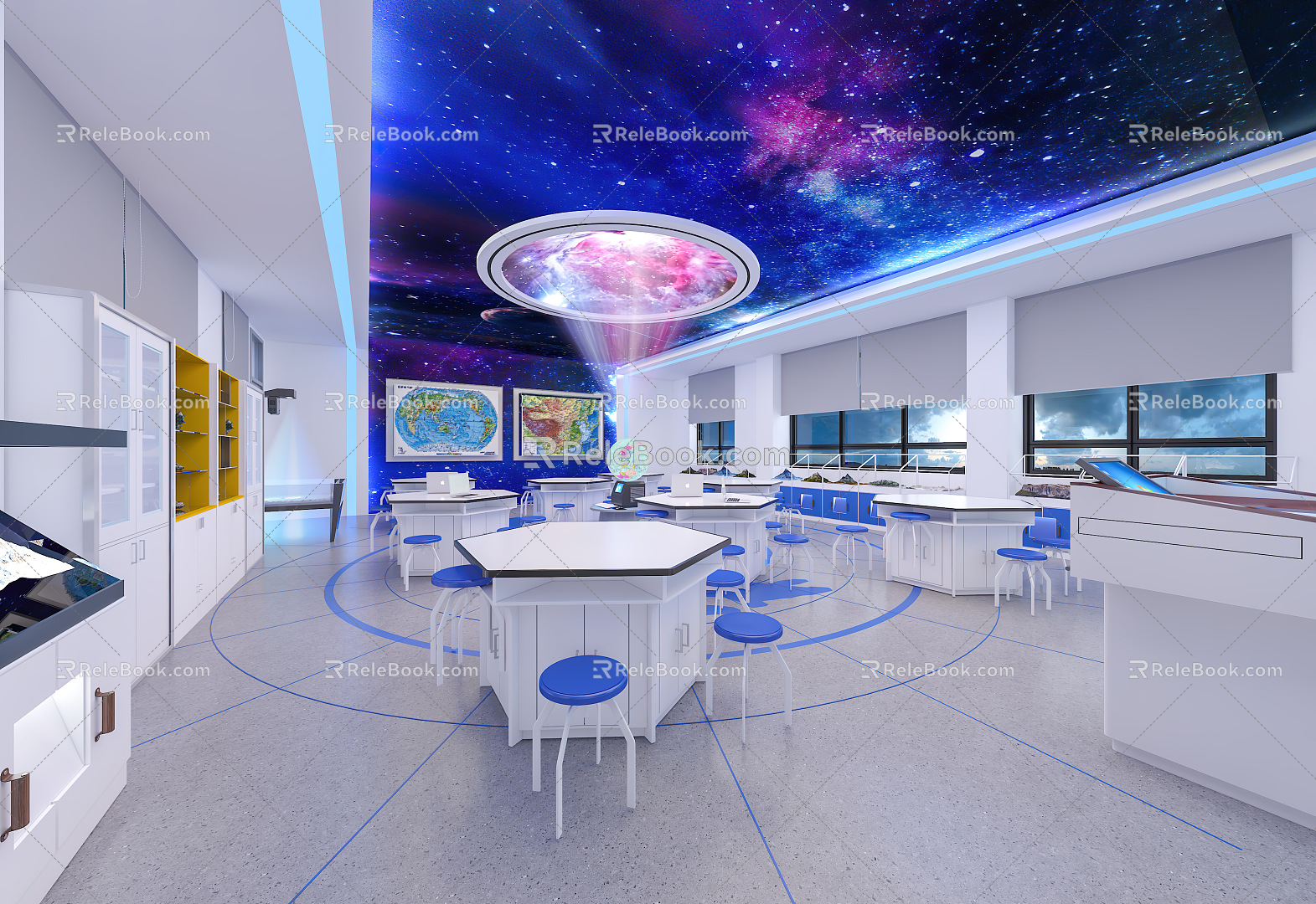 Modern Classroom Geography Classroom School Learning Area 3d model