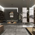 Traditional Chinese Interior Design With Wooden Bookshelves Landscape Screens Tea Table And Tatami Seating