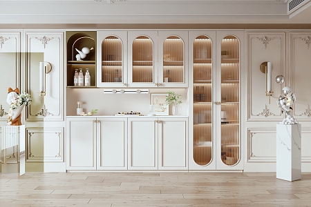 French Wine Cabinet Cream Bookcase 3d model