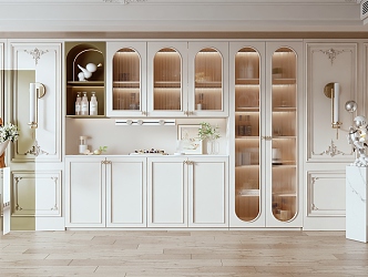 French Wine Cabinet Cream Bookcase 3d model