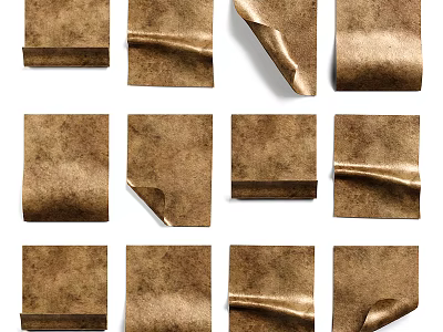 Set of Vintage Brown Textured Paper Wall Decor With Rolled Edges 3d model