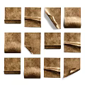Set of Vintage Brown Textured Paper Wall Decor With Rolled Edges