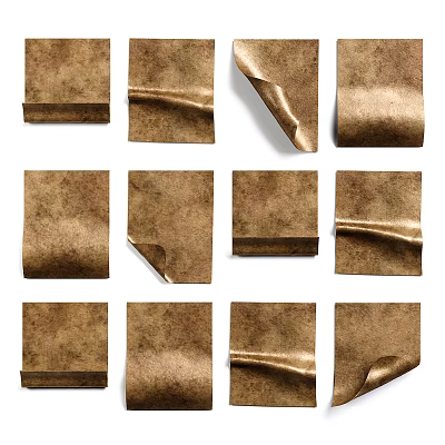 Set of Vintage Brown Textured Paper Wall Decor With Rolled Edges 3d model
