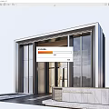 Minimalist Modern Entrance Gate Design With Glass Doors Metal Frame And Stone Steps