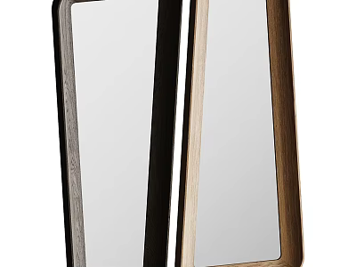 Modern Minimalist Mirrors with Black and Light Wood Frames for Home Wall Decor 3d model