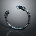 Decorative Metal Bracelet With Dragon Head Design And Intricate Patterns 3d model