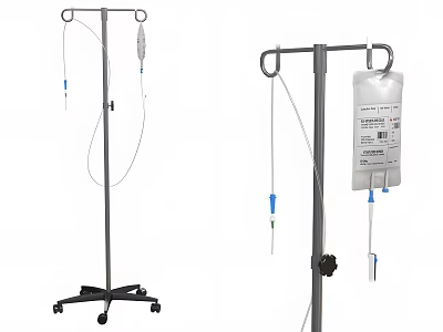 Portable IV Infusion Stands With Wheels For Medical Infusion Bags 3d model