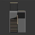 Modern Sleek Staircase With Wooden Steps Metal Railing And Glass Platform Design 3d model