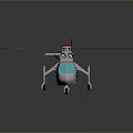 Cartoon Style Helicopter Model With Big Eyes Blue Windows Red Top And Silver Body