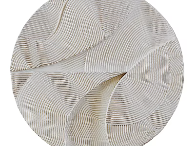 Minimalist Modern Cream Colored Circular Wall Decor With Wavy Striped 3D Textured Design 3d model