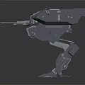 Game Movie Mech Character Gray Mechanical Design Featuring Blue Accents Robotic Arms And Standing Pose