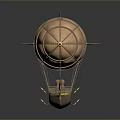 Vintage Brown Airship Model With Wooden Frame Ropes And Hanging Gondola
