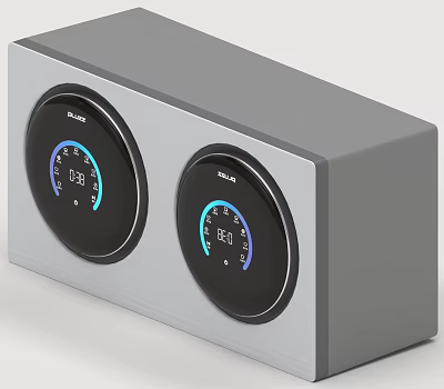 Sharp Silver Washing Machine With Two Circular Displays And Temperature Time Indicators 3d model