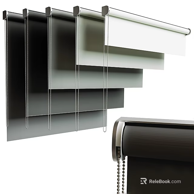 Venetian Blinds Slats Design With Control Cords And Window Cover Structure 3d model