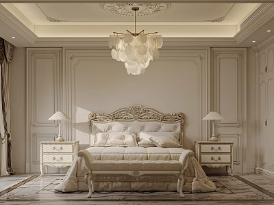 French Bedroom Bedding American Bedside Table Chandelier Crystal Lamp Table Lamp 3d model