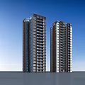 Modern High Rise Residential Buildings With Brown And White Facade And Blue Sky