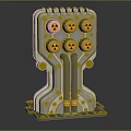 Industrial Radiation Equipment With Gray Structure Vertical Pipes And Circular Components