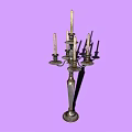 Classic Metal Candelabra With Five Arms And Unlit Candles On Purple Background