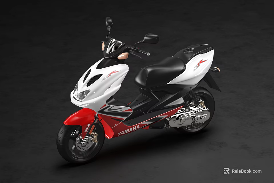 Yamaha White and Red Scooter Motorcycle with Modern Stylish Design 3d model 