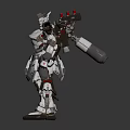 Futuristic Robot Character With White Gray Mechanical Armor And Advanced Weapon Systems