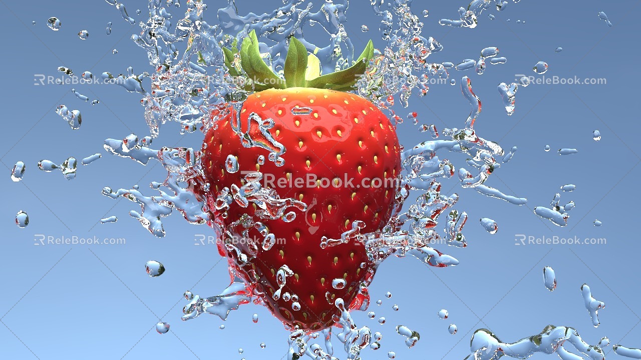 Strawberry splash of water model