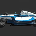 Blue And White Formula Race Car Featuring Spirit Logo And Aerodynamic Design