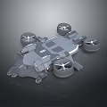 3D Sci Fi Flying Vehicle Model With Four Propellers And Futuristic Design