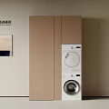 Modern Balcony Cabinet Design With Built in Washing Machine And Dryer Storage