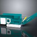Green Tracked Mobile Crushing Machine With Conveyor Belt And Feeding Hopper