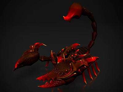 Detailed Red and Brown Reptile Scorpion With Glowing Parts And 3D Rendered Features 3d model