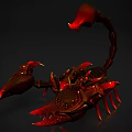 Detailed Red and Brown Reptile Scorpion With Glowing Parts And 3D Rendered Features