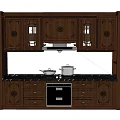 Traditional Wooden Kitchen Cabinets With Glass Doors Oven And Marble Countertop