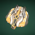 Futuristic Science Fiction Vehicle 3D Model With Yellow White Streamlined Structure And Geometric Shapes
