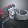 Bicycle Taillight Device With Red Light Gray Mounting Clamp And Secure Ring 3d model