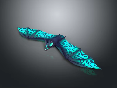 3D Fantasy Dragon Character With Glowing Blue Patterned Wings For Game Movie 3d model