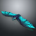 3D Fantasy Dragon Character With Glowing Blue Patterned Wings For Game Movie