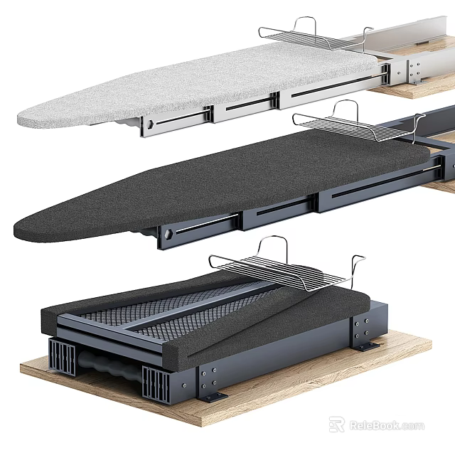 Space Saving Kitchen Appliance Foldable Racks Featuring Ironing Board And Storage 3d model 